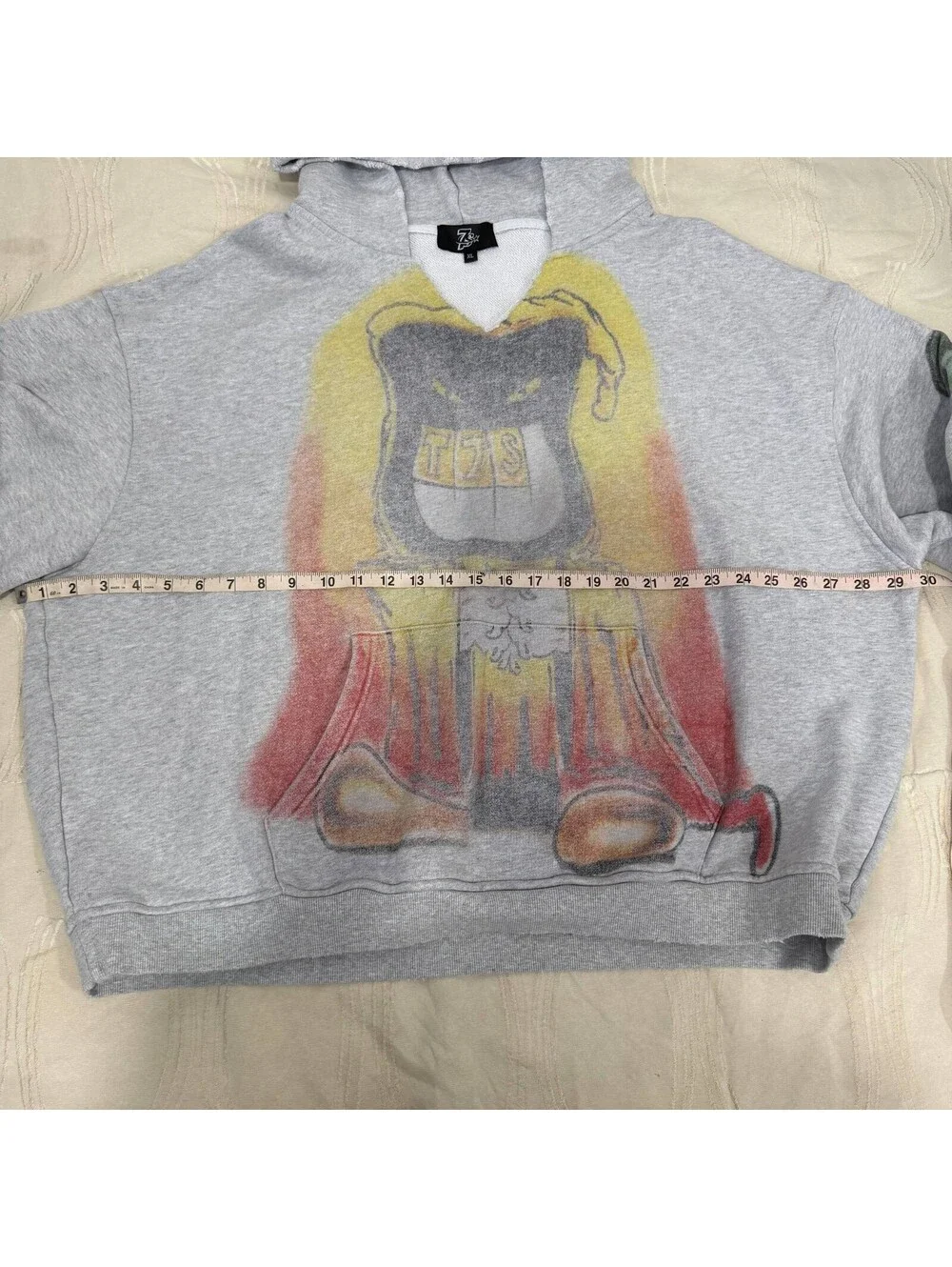 7S XL Graphic Sweatsuit Alien Airbrush Hoodie Wide Leg Pants Y2K Distressed Set